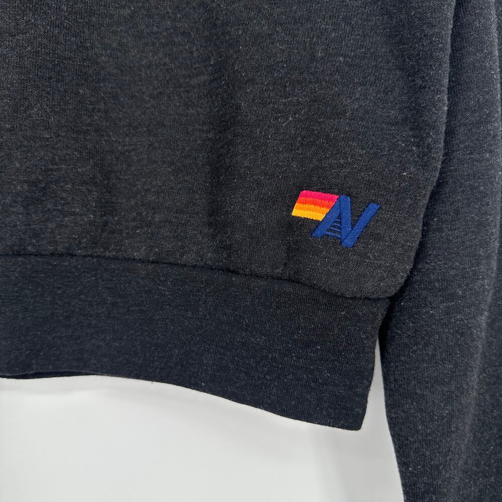 Aviator Nation Smiley Face Patch Cropped Sweatshirt Lightning Bolt Logo Pullover - Picture 7 of 11